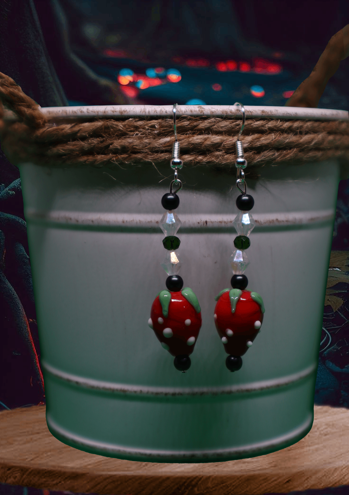Strawberry Dangle Earrings by When The Sun Doth Sleep