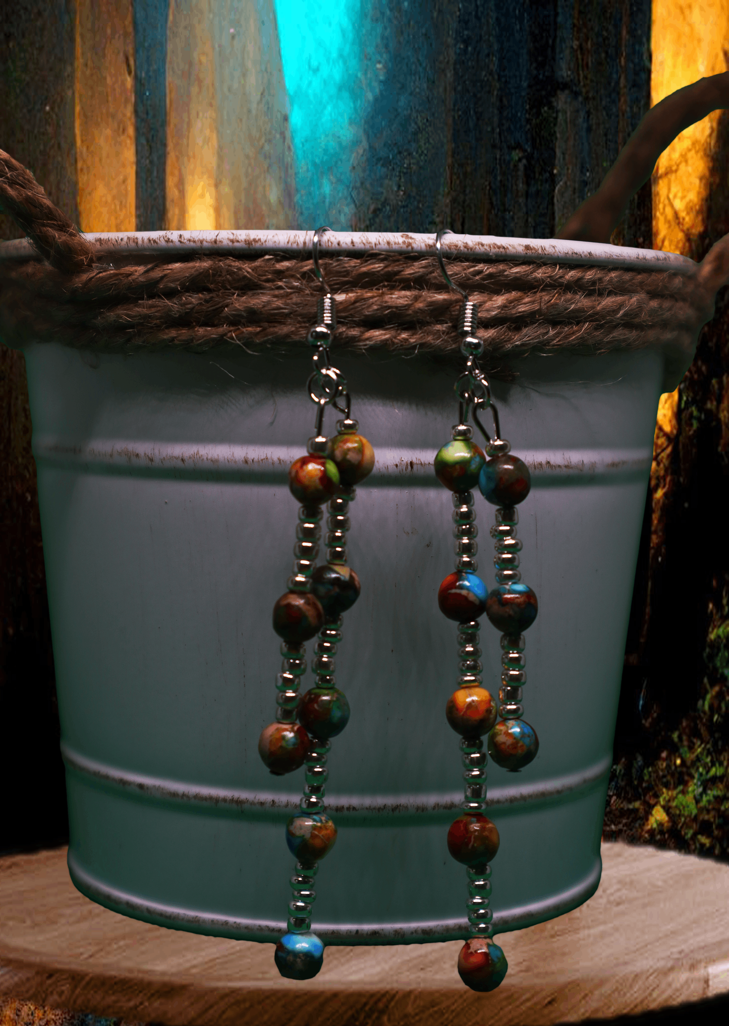 Two-Drop Multi-Colored Beaded Earrings by When The Sun Doth Sleep