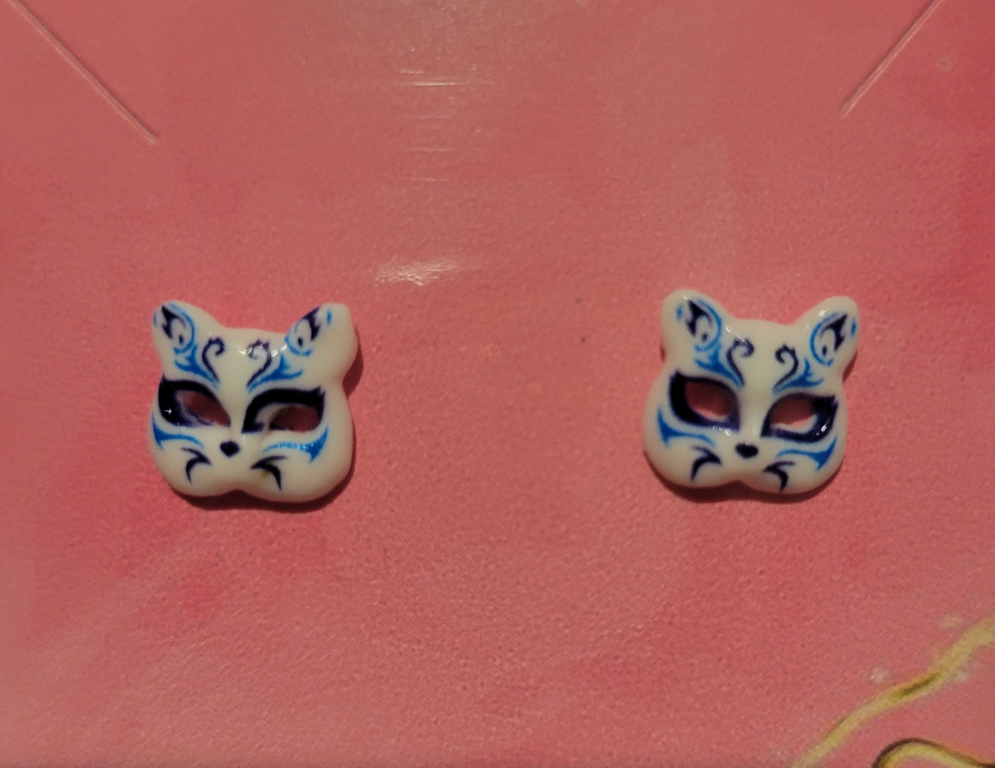 Cat Mask Stud Earrings – Variety of Styles & Metals by When The Sun Doth Sleep