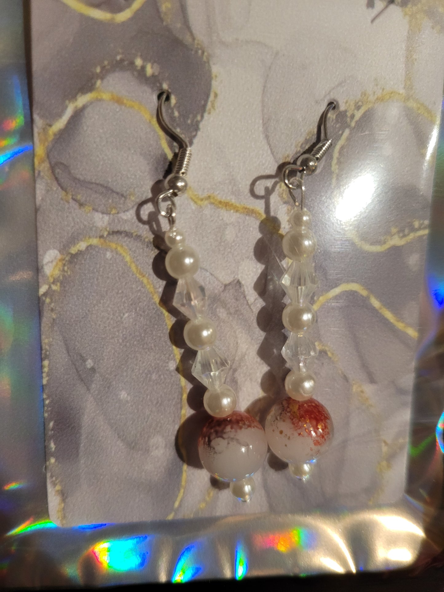 Color-Splotched Beaded Dangle Earrings by When The Sun Doth Sleep