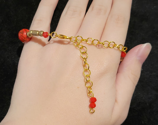Red & Gold Beaded Bracelet by When The Sun Doth Sleep