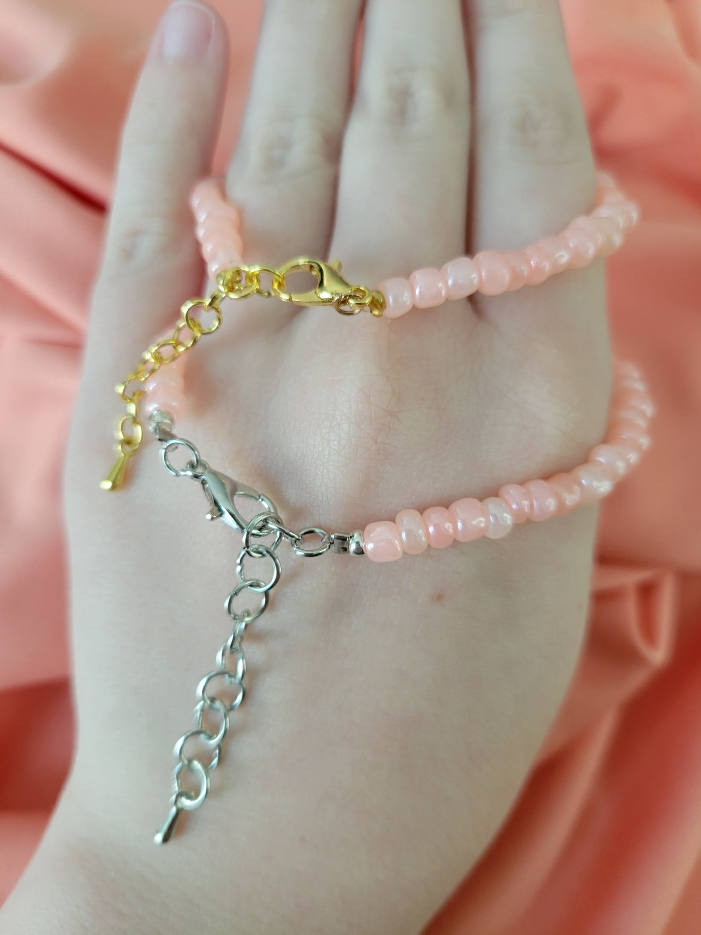 Peachy Pink Beaded Bracelet by When The Sun Doth Sleep