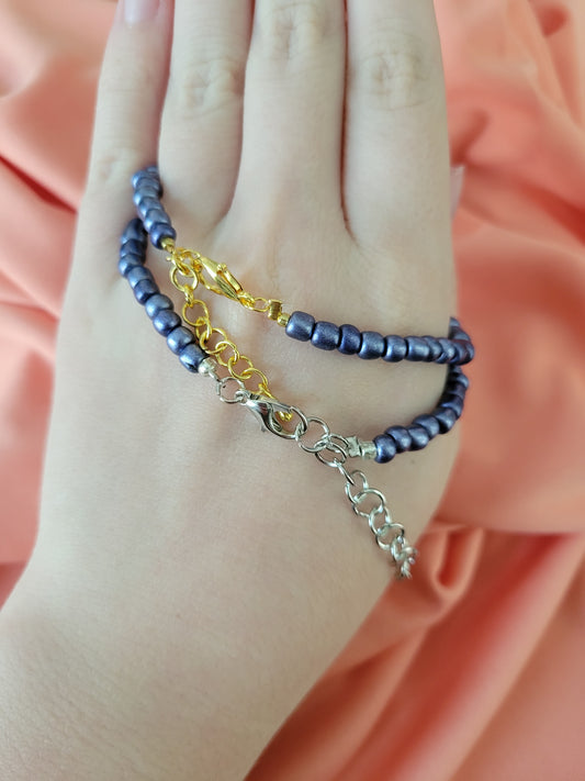 Dark Blue Beaded Bracelet by When The Sun Doth Sleep