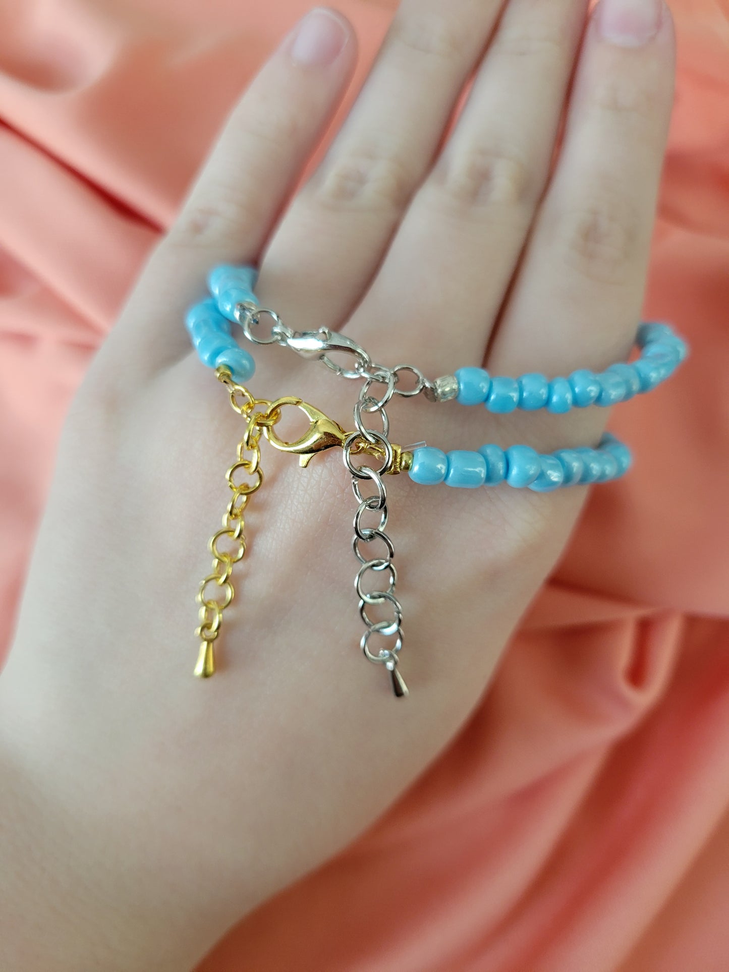 Light Blue Beaded Bracelet by When The Sun Doth Sleep