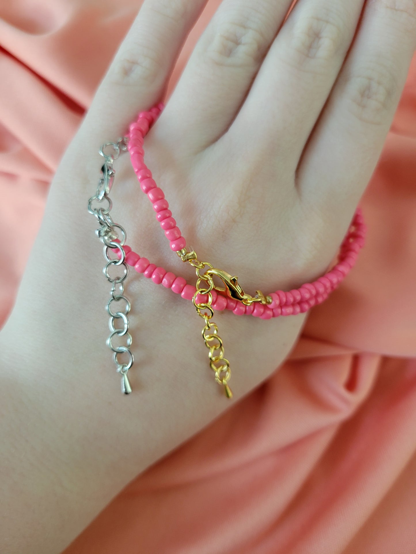 Hot Pink Beaded Bracelet by When The Sun Doth Sleep