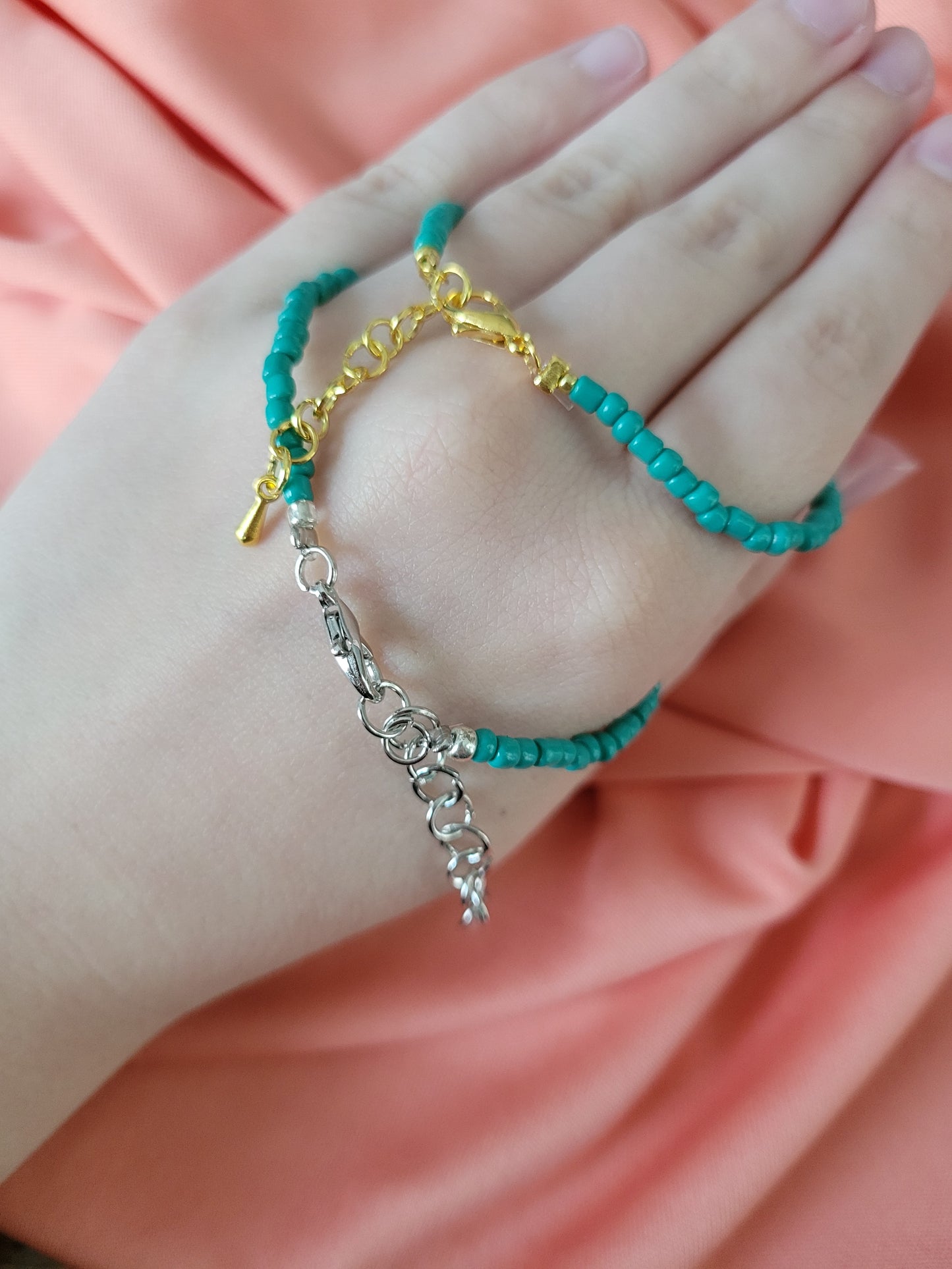 Teal Beaded Bracelet by When The Sun Doth Sleep