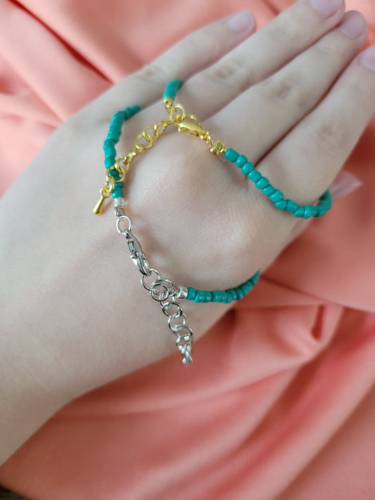 Teal Beaded Bracelet by When The Sun Doth Sleep