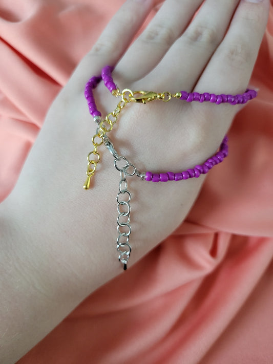 Neon Purple Beaded Bracelet by When The Sun Doth Sleep