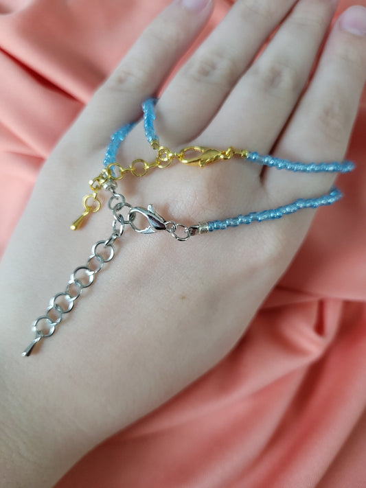 Light Blue Beaded Bracelet by When The Sun Doth Sleep