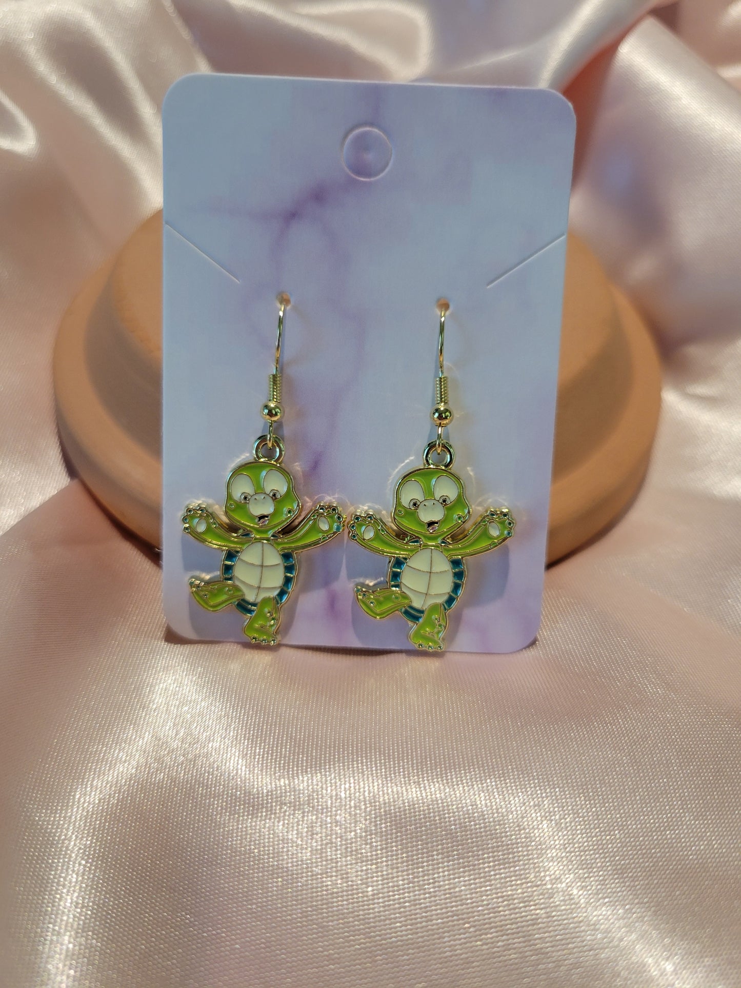 Golden Turtle Dangle Earrings by When The Sun Doth Sleep