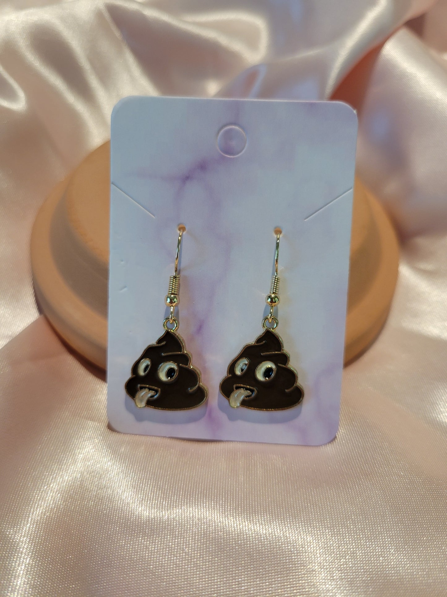 Poop Emoji Dangle Earrings by When The Sun Doth Sleep