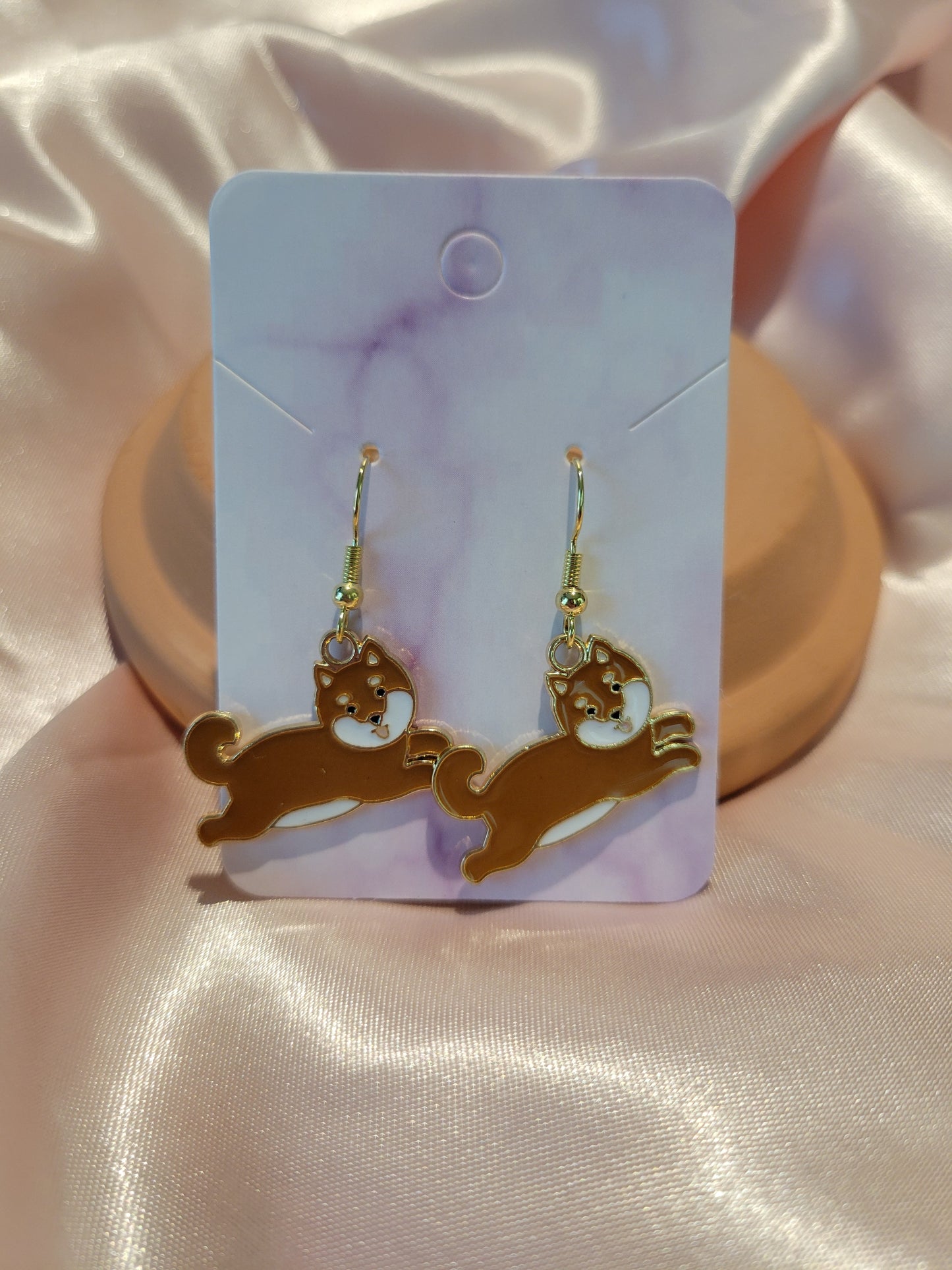 Shiba Jump Dangle Earrings by When The Sun Doth Sleep