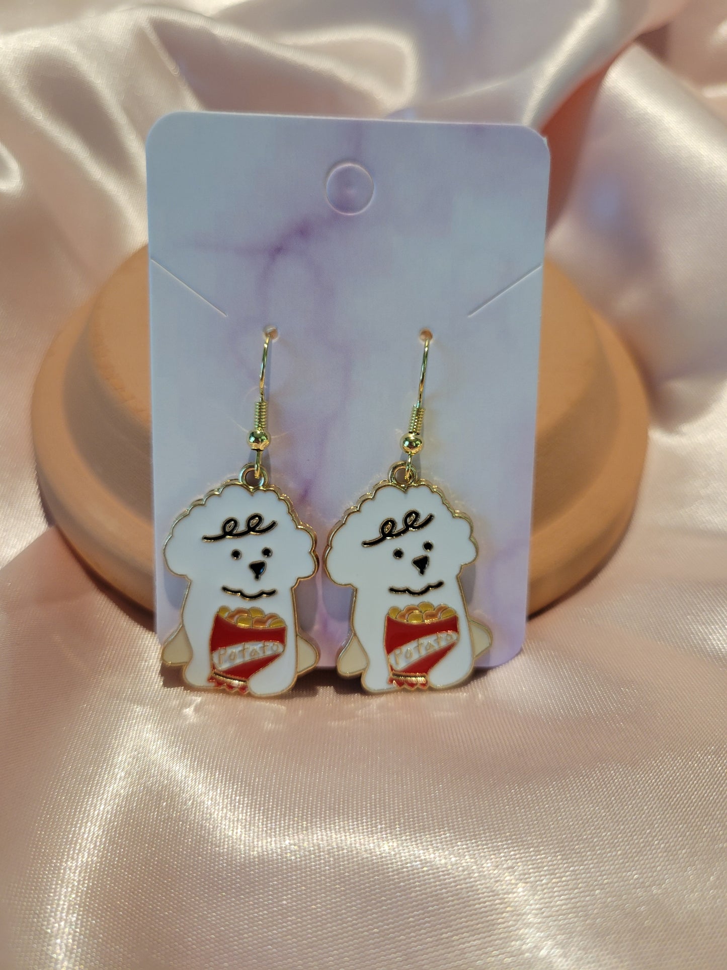 Puppy Snack Time Dangle Earrings by When The Sun Doth Sleep