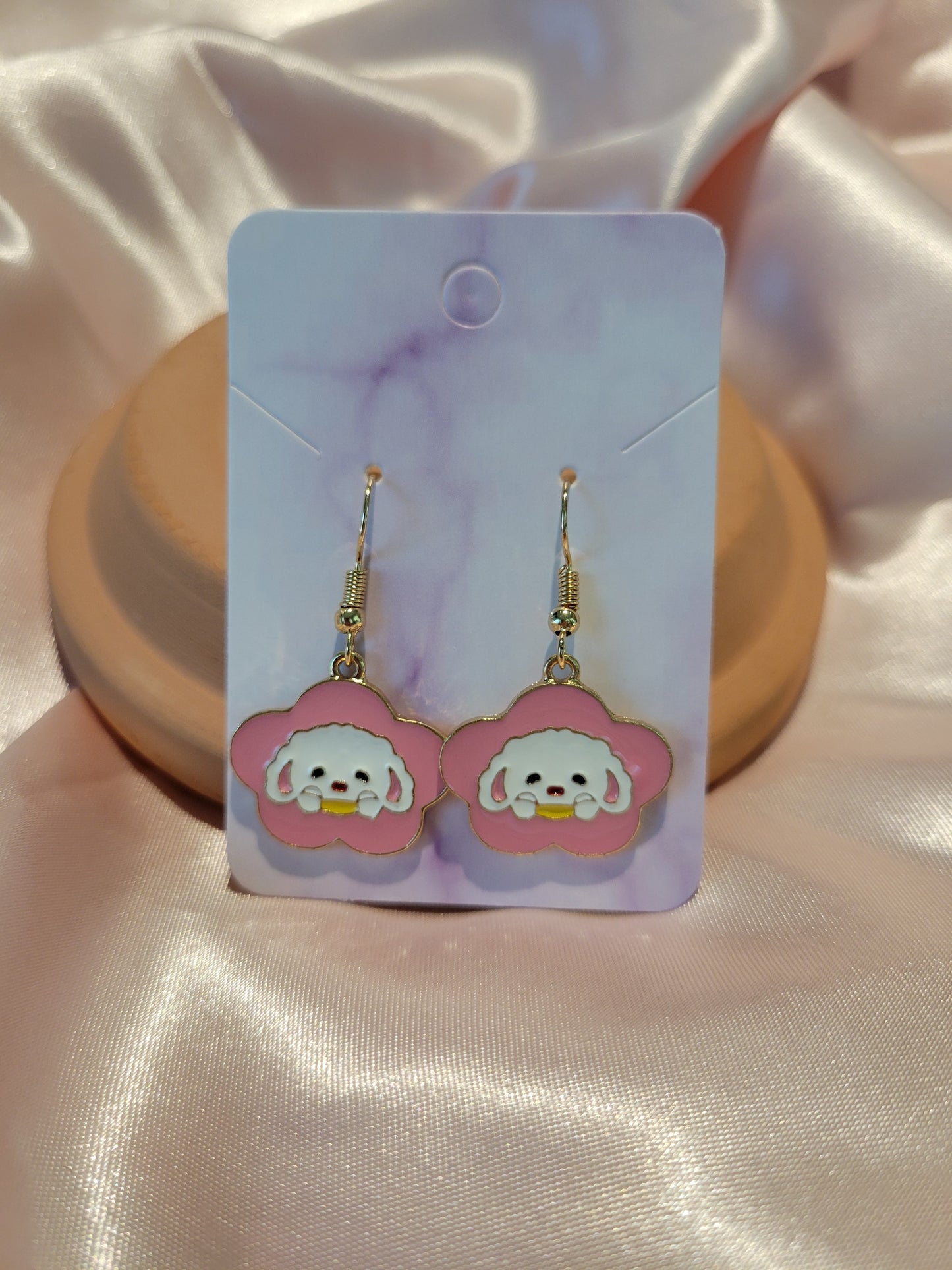 Floral Pup Dangle Earrings by When The Sun Doth Sleep