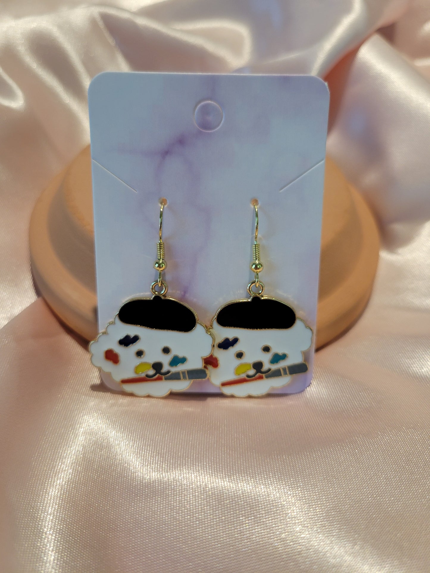 Dog Painting Dangle Earrings by When The Sun Doth Sleep