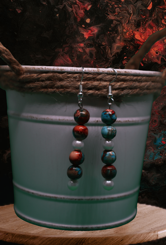 Multi-Colored Pearl Dangle Earrings by When The Sun Doth Sleep