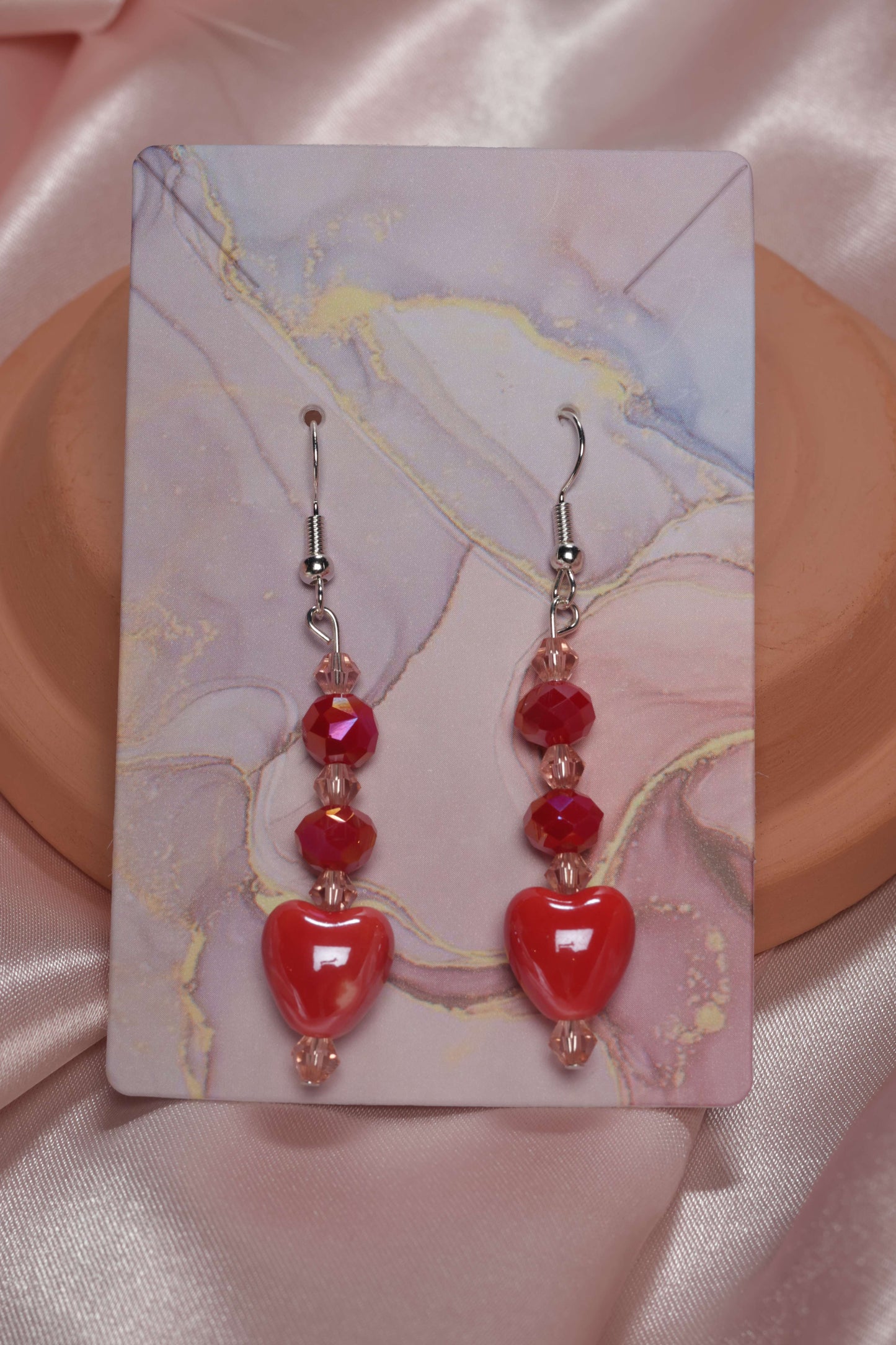 Patterned Heart Dangle Earrings by When The Sun Doth Sleep