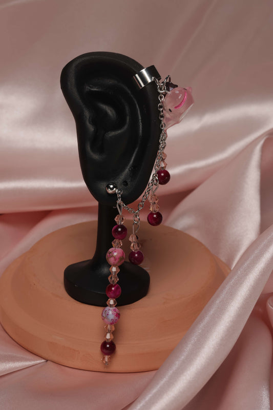 Pink Whale Shark Dangle Earrings with Cartilage Cuff by When The Sun Doth Sleep