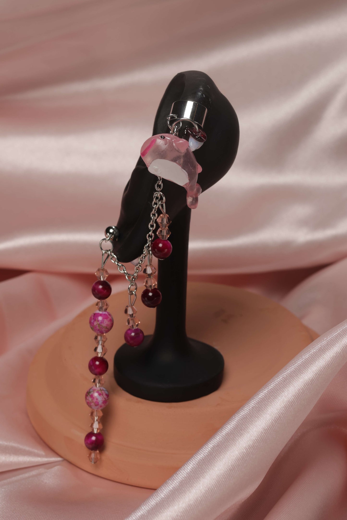 Pink Whale Shark Dangle Earrings with Cartilage Cuff by When The Sun Doth Sleep
