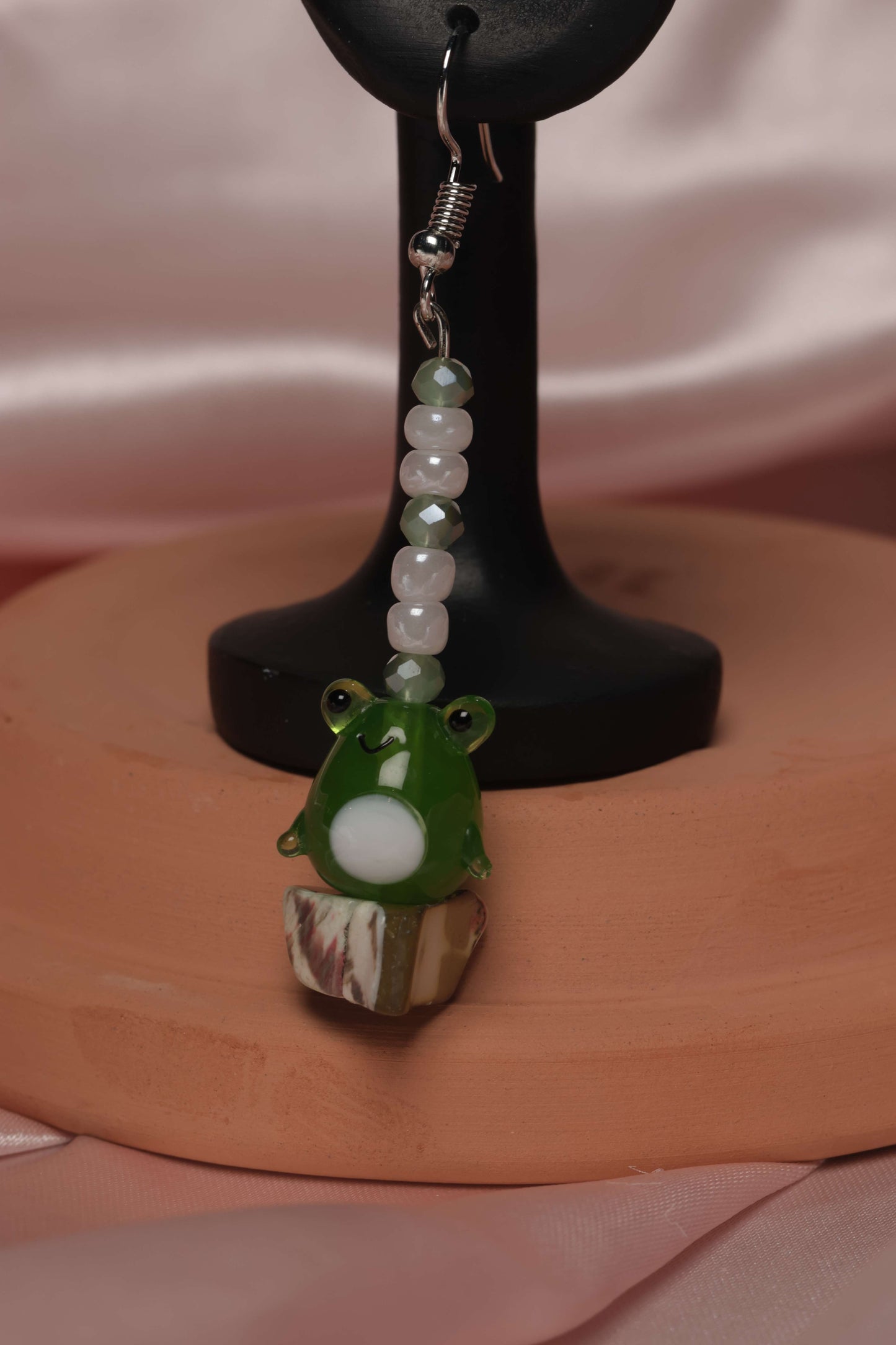 Frog on a Rock Dangle Earrings by When The Sun Doth Sleep