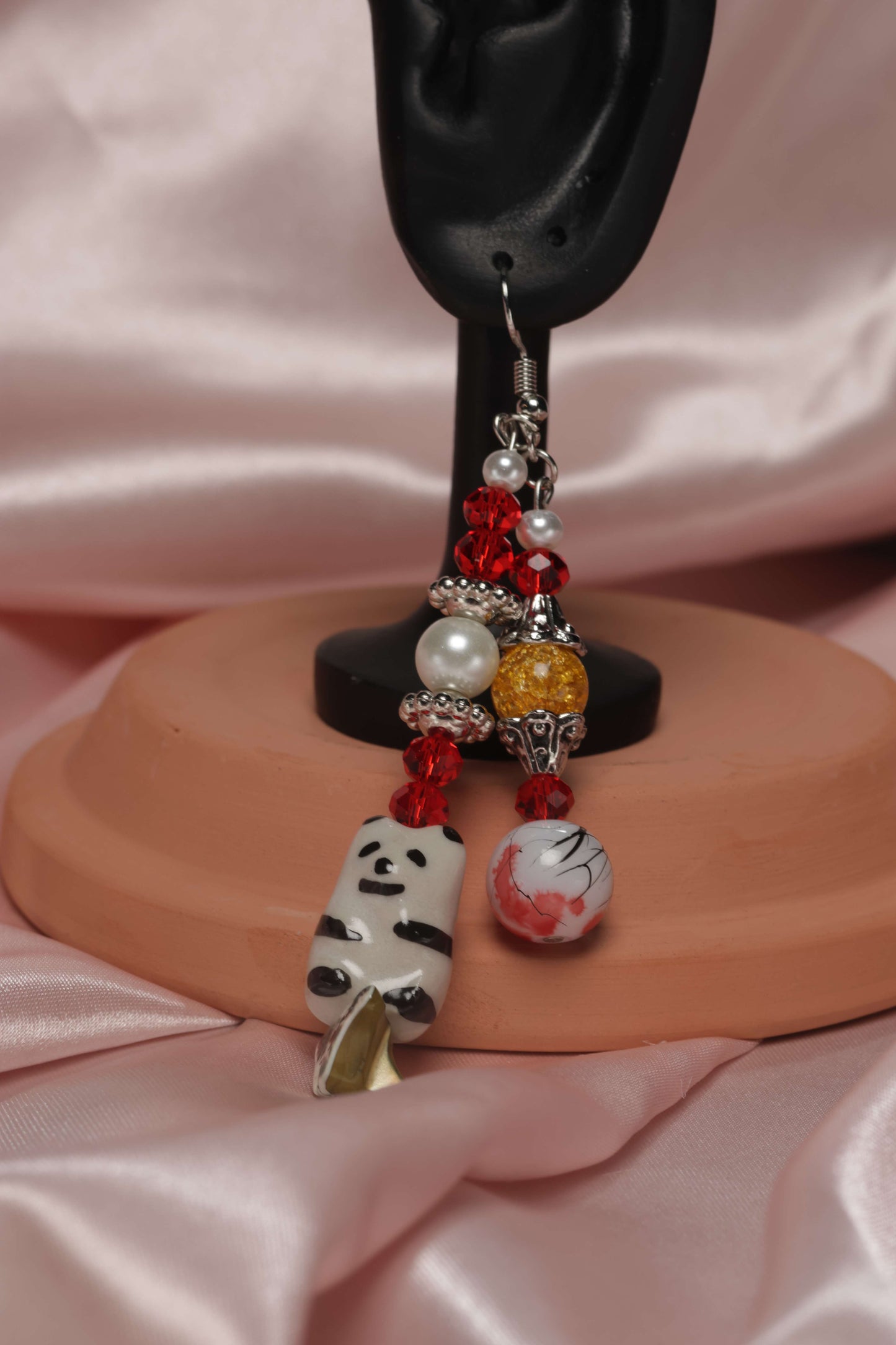 Oriental-Inspired Panda Two-Drop Earrings by When The Sun Doth Sleep