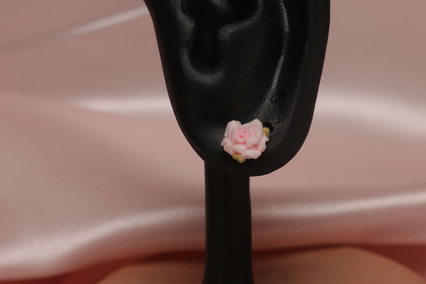 White & Pink Flower Stud Earrings by When The Sun Doth Sleep