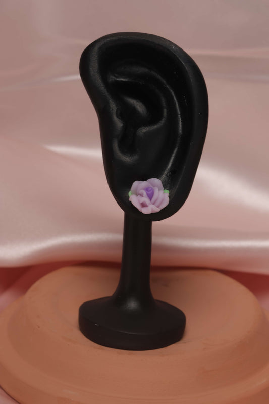 Purple Flower Stud Earrings by When The Sun Doth Sleep