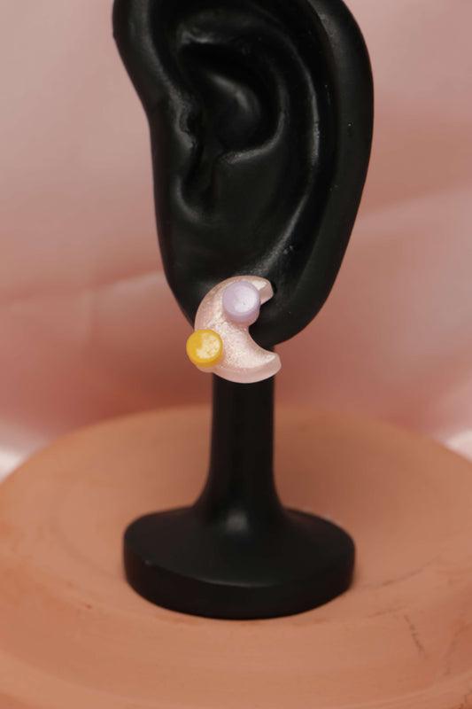 Pastel Moon Stud Earrings by When The Sun Doth Sleep