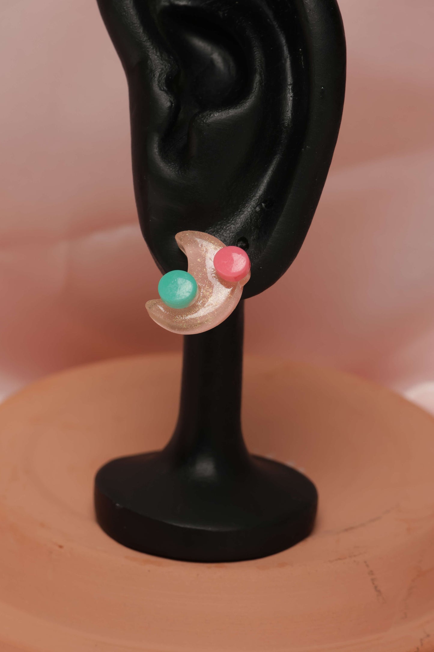 Pastel Moon Stud Earrings by When The Sun Doth Sleep