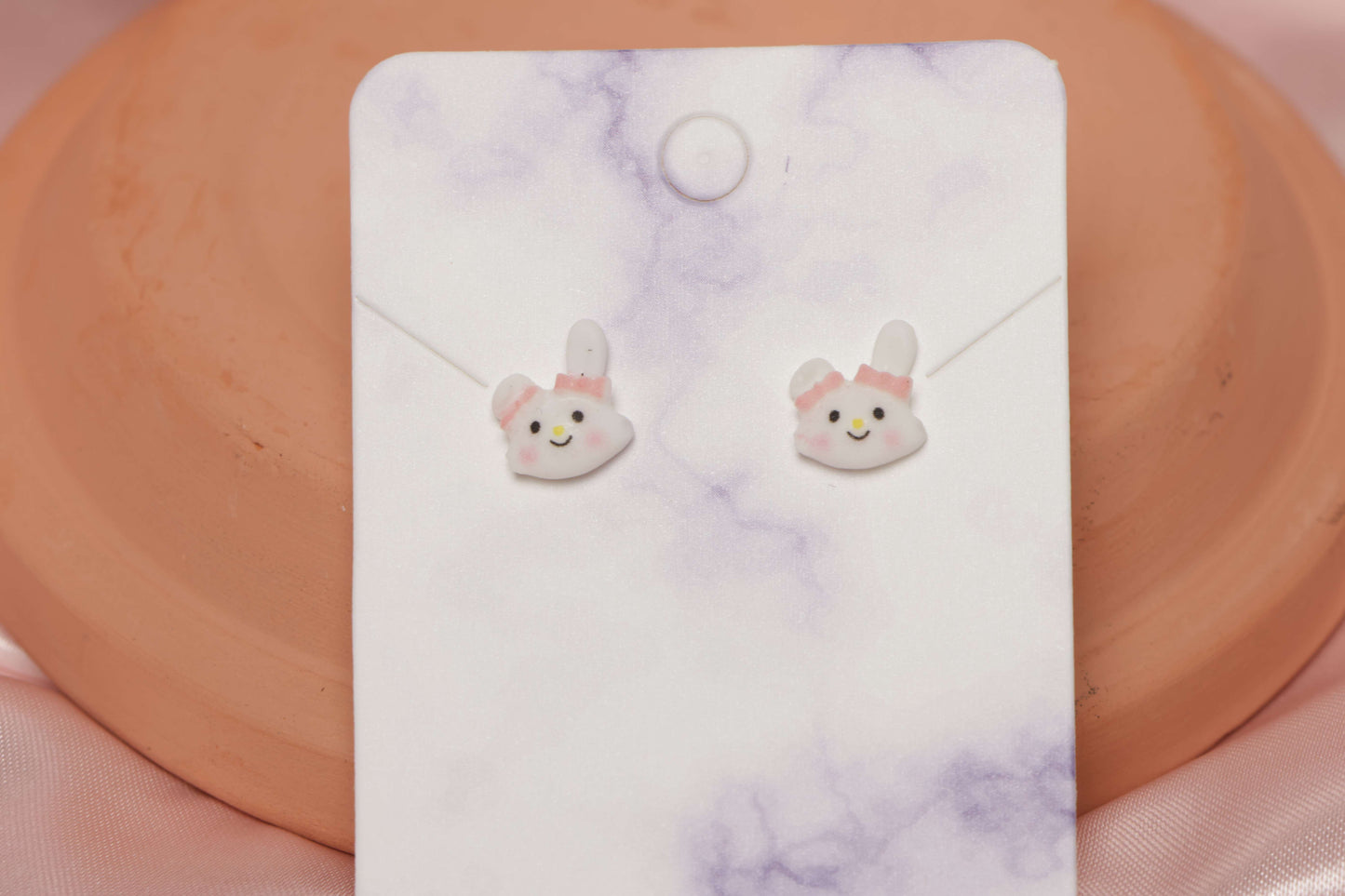 Bunny Stud Earrings with Bent Ears by When The Sun Doth Sleep