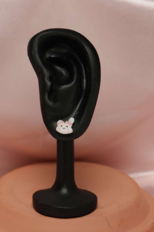 Bunny Stud Earrings with Bent Ears by When The Sun Doth Sleep
