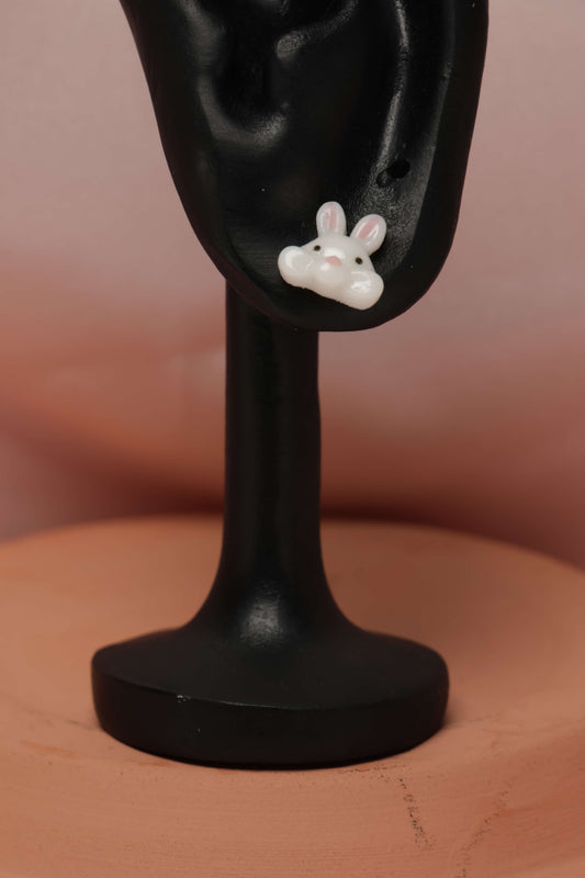 White Rabbit Stud Earrings by When The Sun Doth Sleep