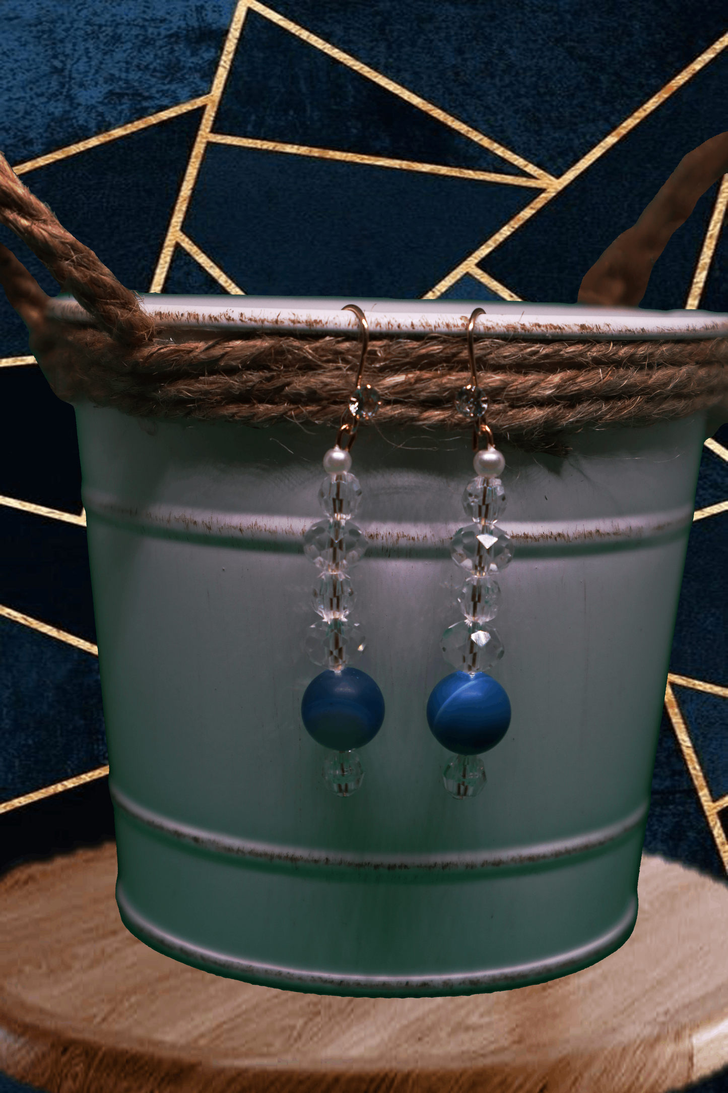 Blue Elegance Dangle Earrings by When The Sun Doth Sleep