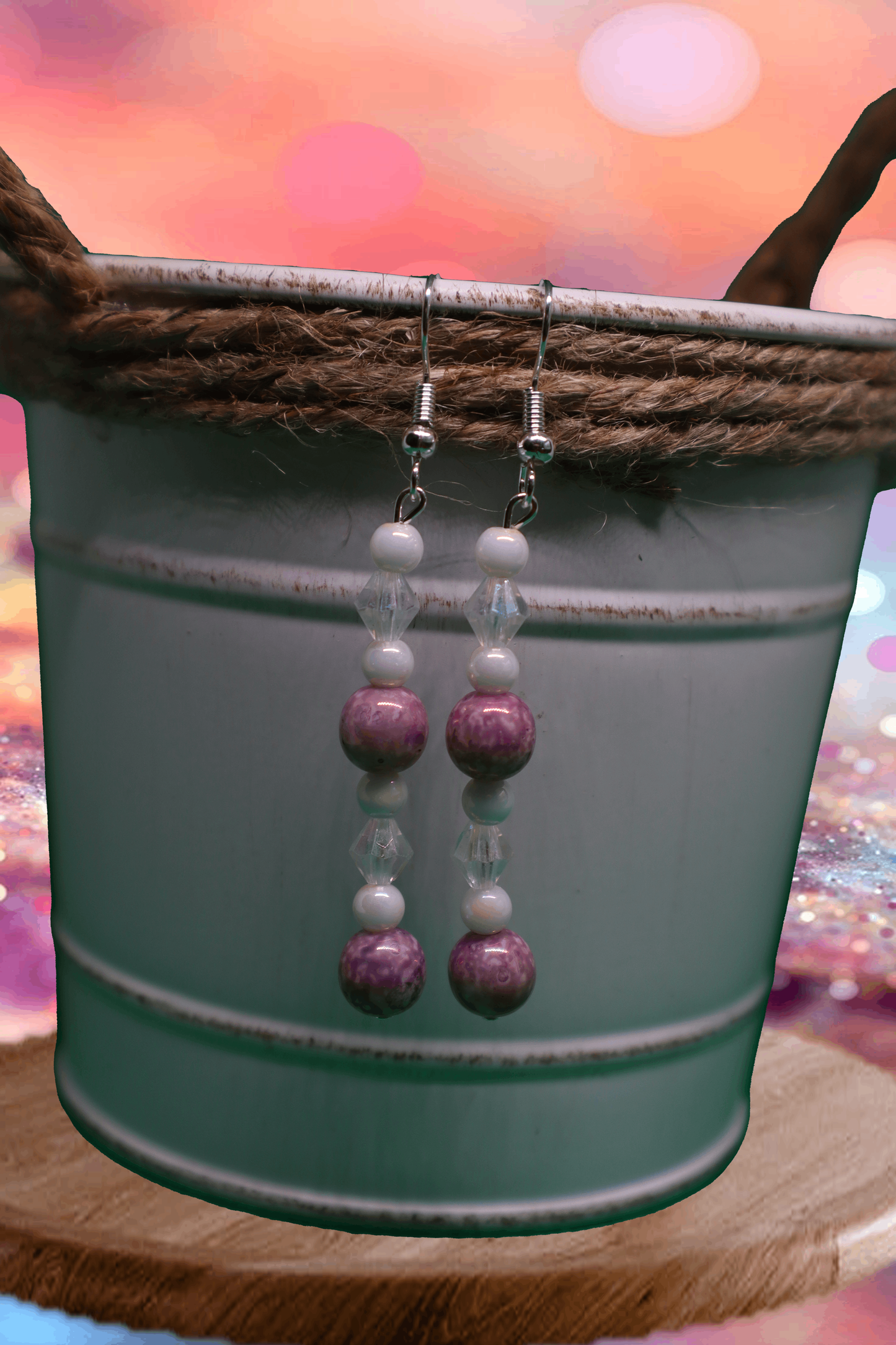 Holographic Crystal & Pearl Dangle Earrings by When The Sun Doth Sleep