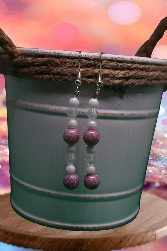 Holographic Crystal & Pearl Dangle Earrings by When The Sun Doth Sleep