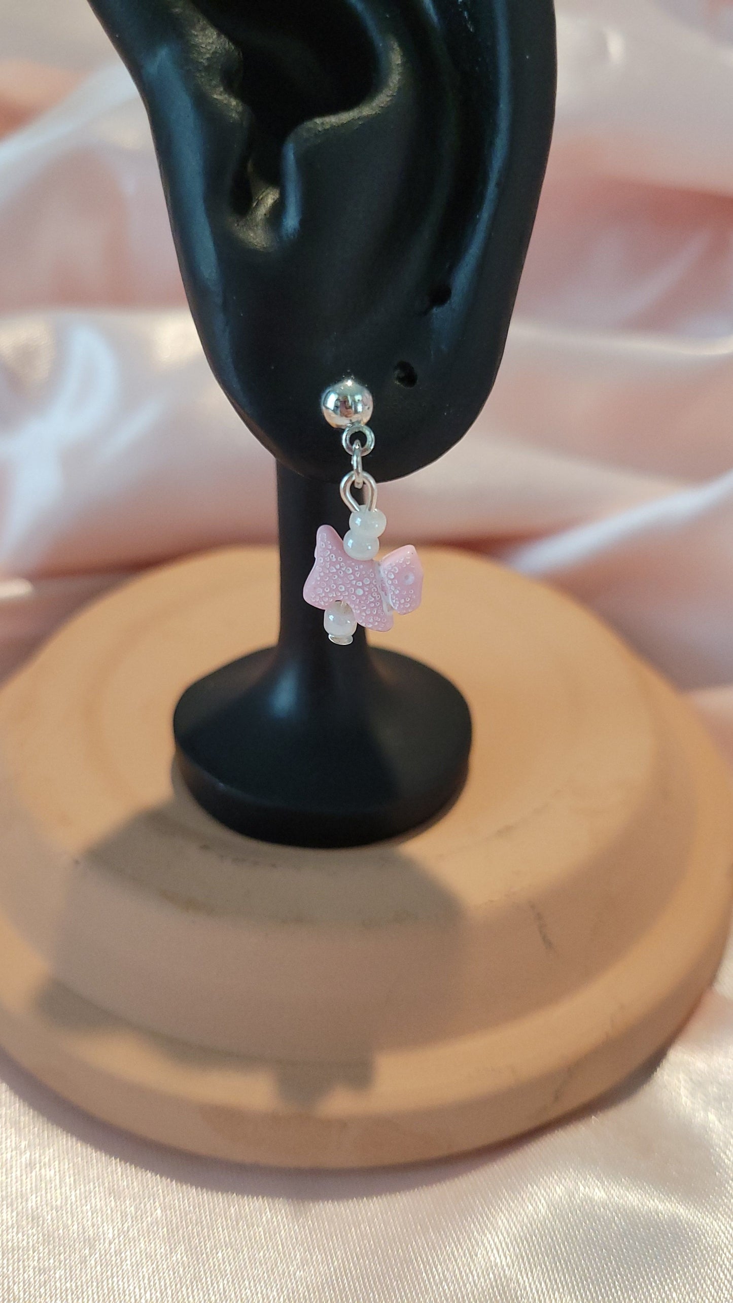 Light Pink Dog Dangle Earrings by When The Sun Doth Sleep