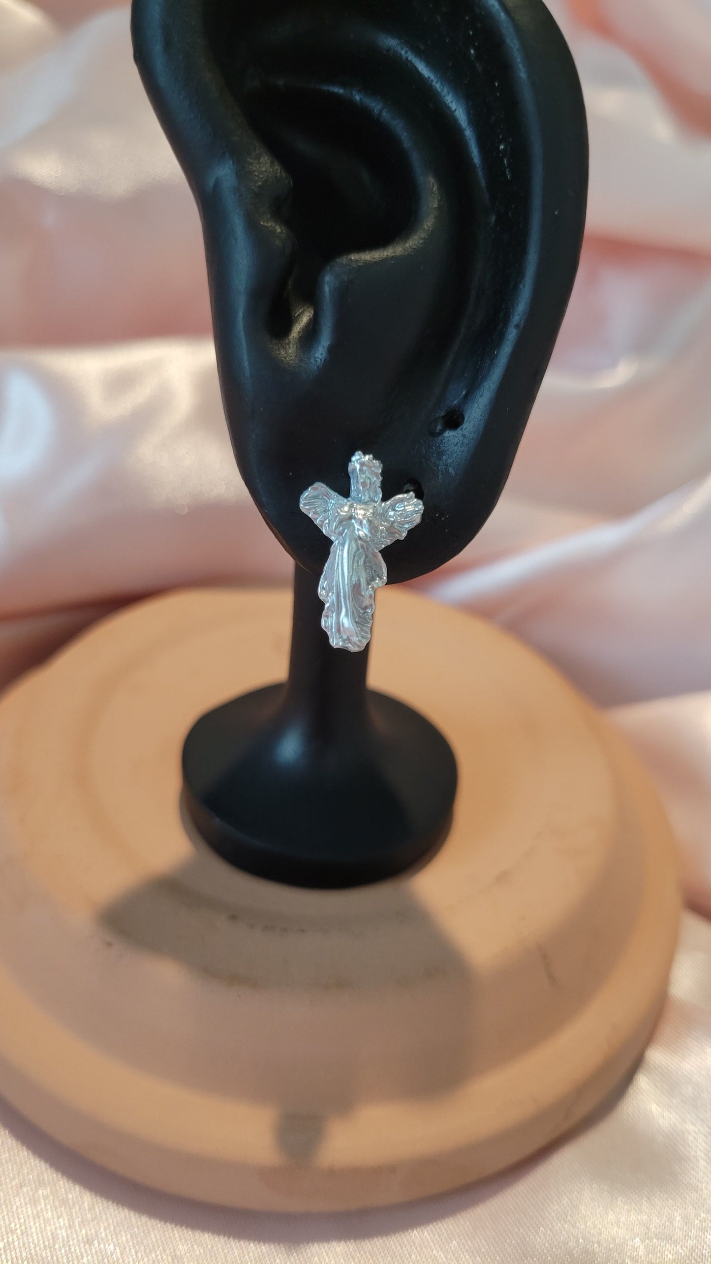 👼 Silver Angel Stud Earrings by When The Sun Doth Sleep