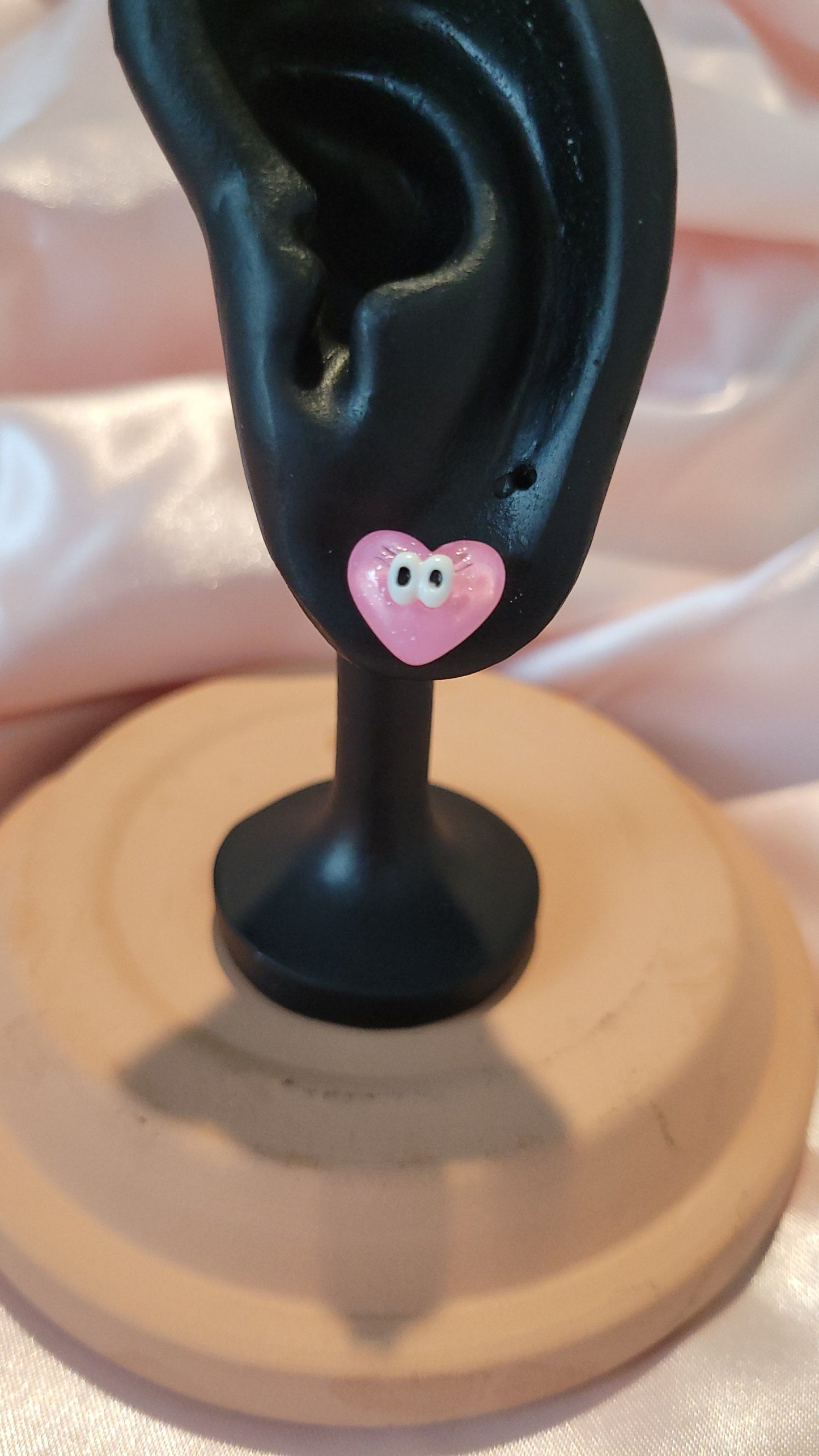 Pink Heart Stud Earrings by When The Sun Doth Sleep