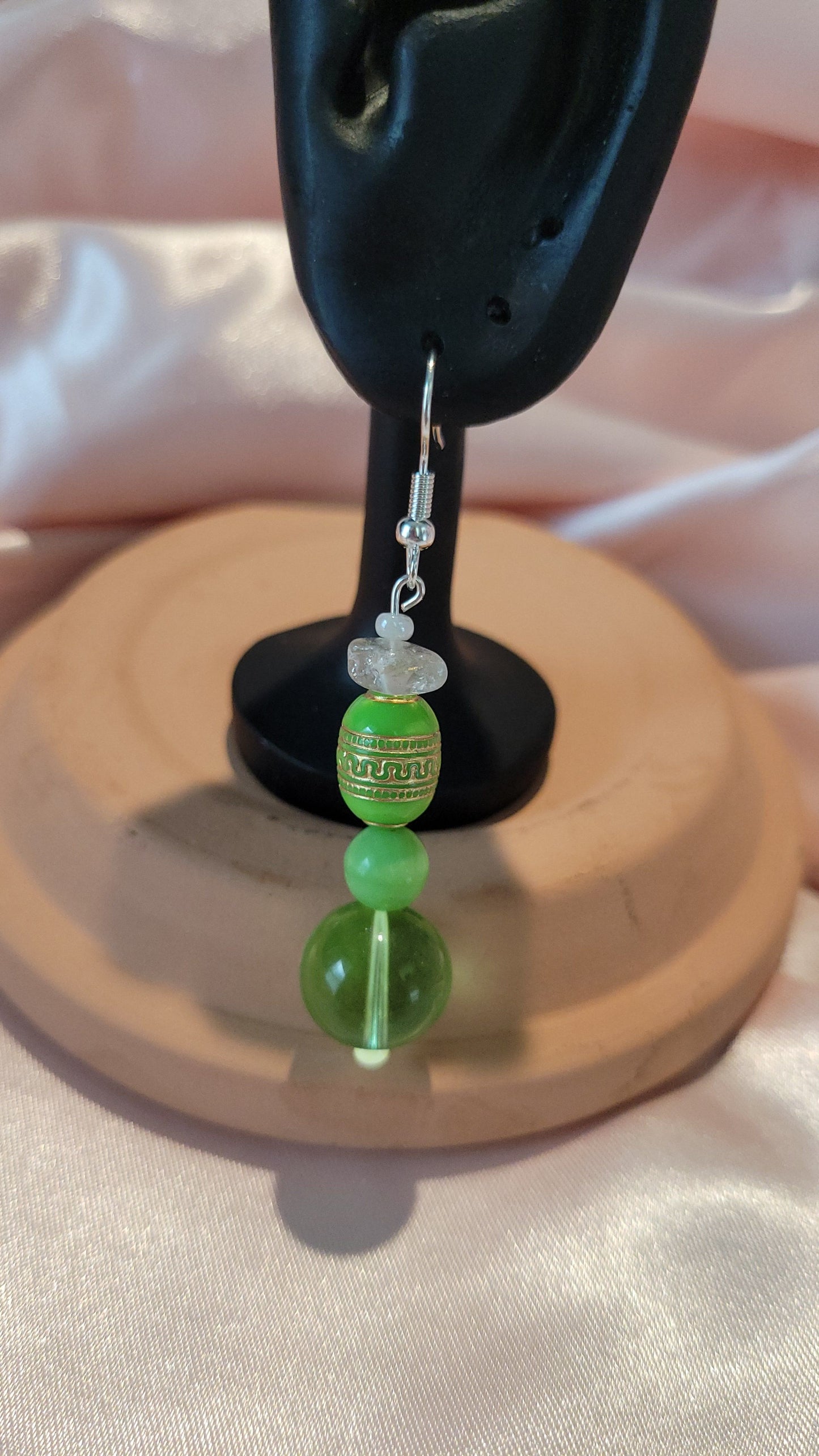 Blue & Green Beaded Dangle Earrings by When The Sun Doth Sleep