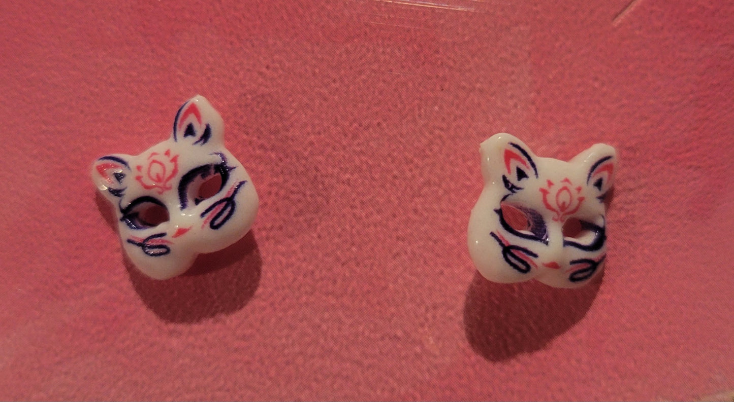 Cat Mask Studded Earrings by When The Sun Doth Sleep