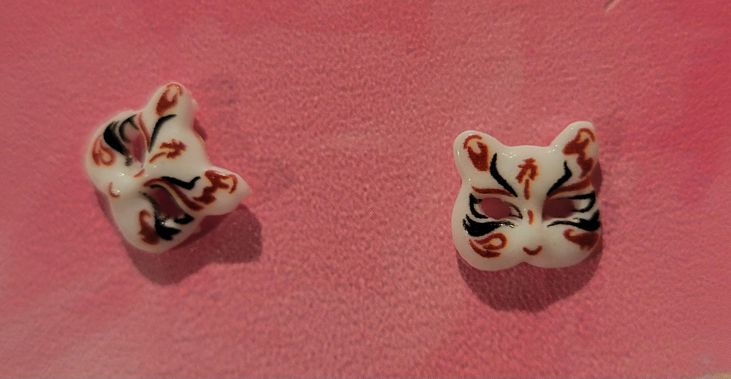 Cat Mask Studded Earrings by When The Sun Doth Sleep