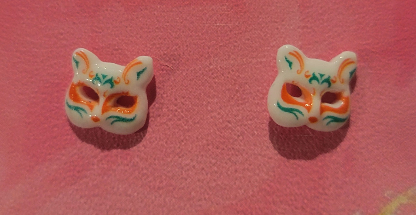 Cat Mask Studded Earrings by When The Sun Doth Sleep