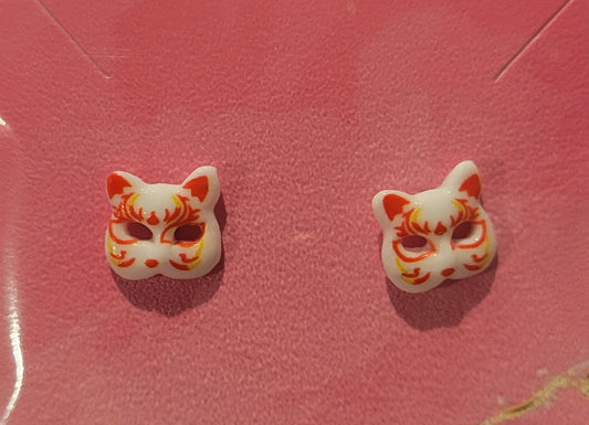 Cat Mask Studded Earrings by When The Sun Doth Sleep