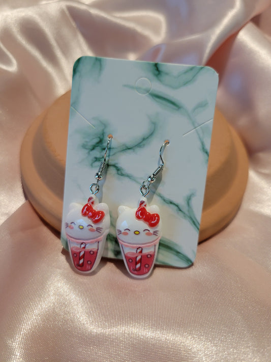 Hello Kitty and Smoothies (Earrings) by When The Sun Doth Sleep