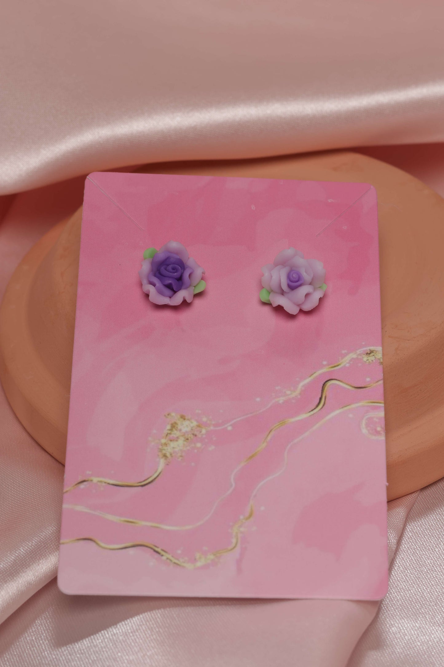 Purple Flower Studded Earrings by When The Sun Doth Sleep