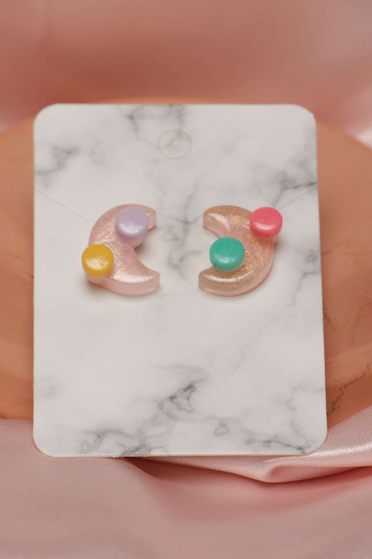 Pastel Moon Studded Earrings by When The Sun Doth Sleep