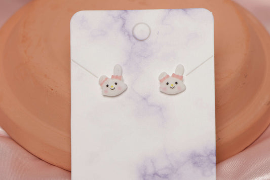 Bent Ear Bunny Studded Earrings by When The Sun Doth Sleep