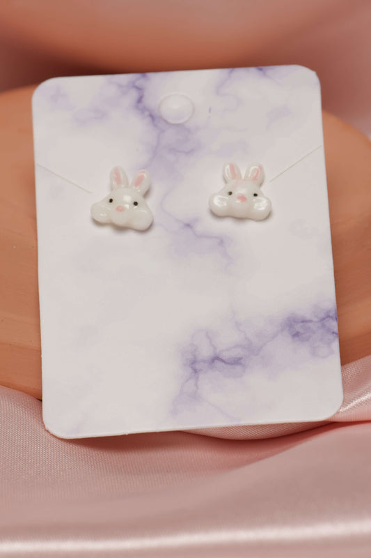 White Rabbit Studded Earrings by When The Sun Doth Sleep