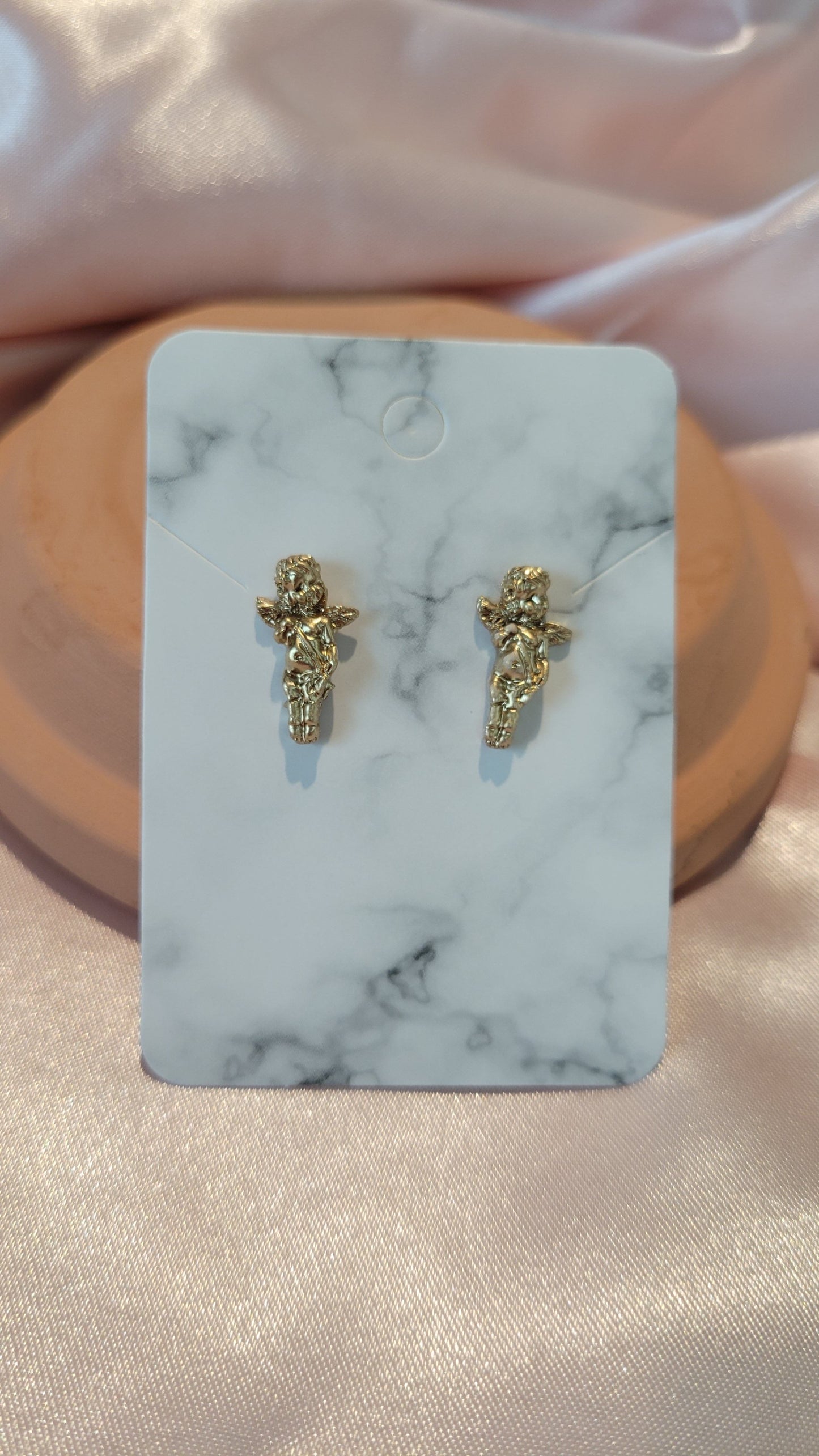 Angel Studded Earrings (Gold) by When The Sun Doth Sleep