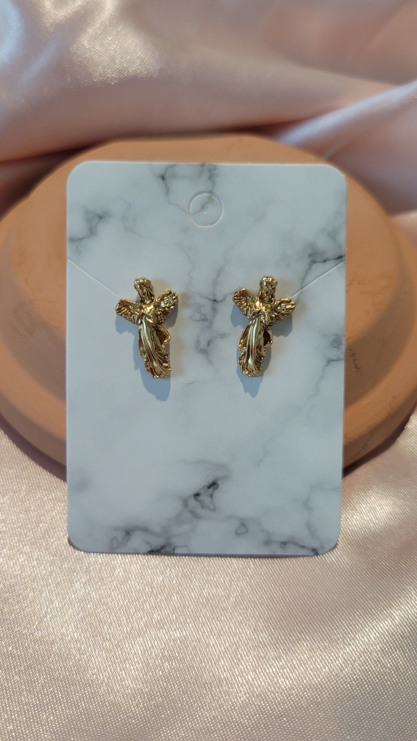 Angel Studded Earrings (Gold) by When The Sun Doth Sleep